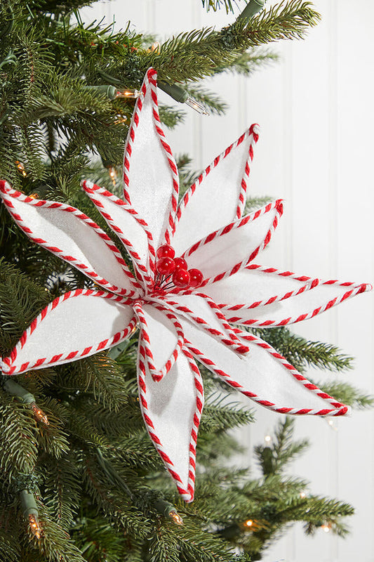 Decorator's Warehouse 19" x 12" White and Red Poinsettia Stem