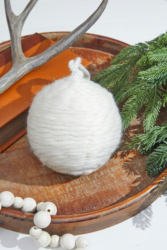 Decorator's Warehouse 6” White Tweed Ball Ornament
