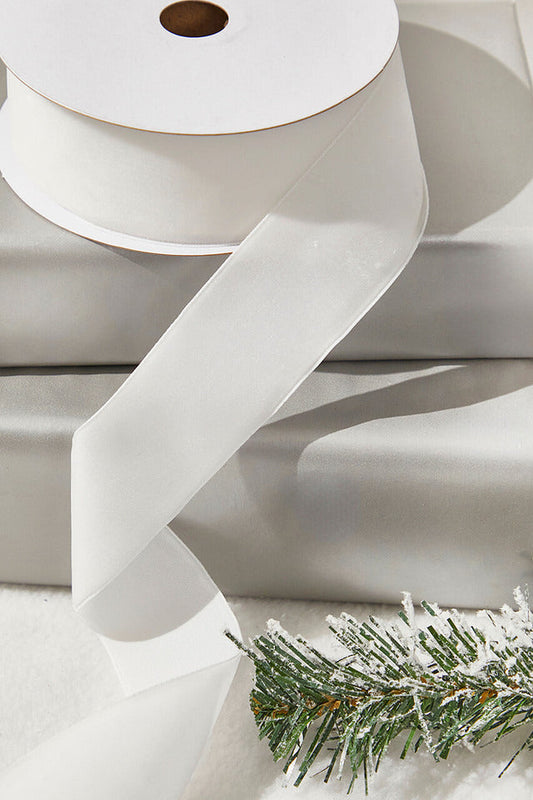 Decorator's Warehouse 1.5" x 10 Yard White Unwired Velvet Ribbon
