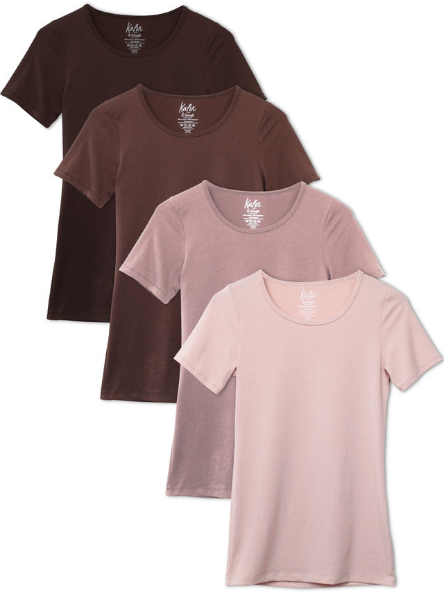 Kalon Clothing Women's 4-Pack Scoop Neck T-Shirt Base Layer