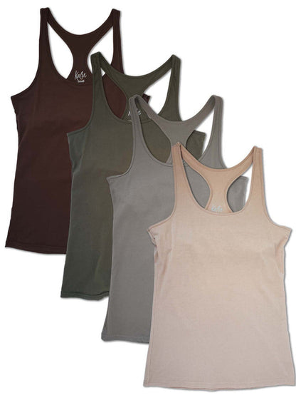 Kalon Clothing Women's 4-Pack Racerback Shelf Bra Camisole Base Layer