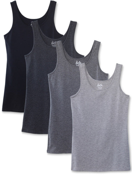 Kalon Clothing Women's 4-Pack Scoop Neck Tank Top Base Layer