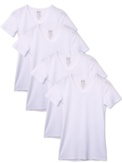 Kalon Clothing Women's 4-Pack V-Neck T-Shirt Base Layer