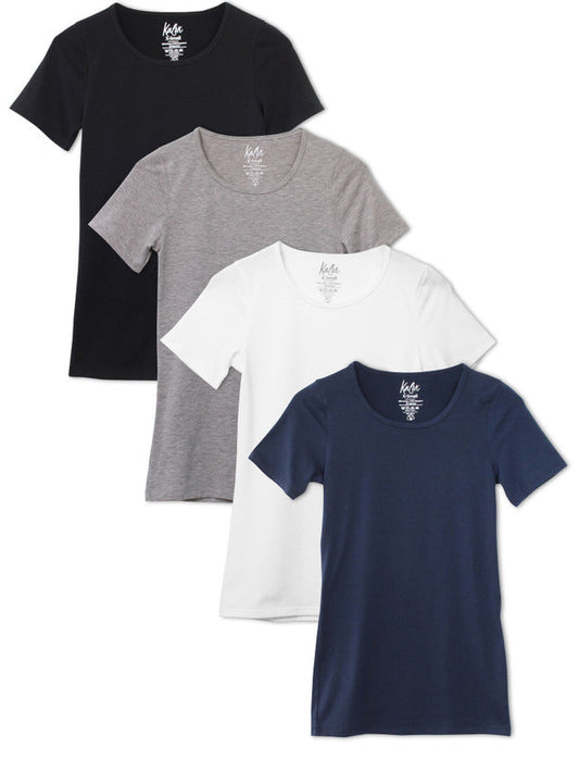 Kalon Clothing Women's 4-Pack Scoop Neck T-Shirt Base Layer