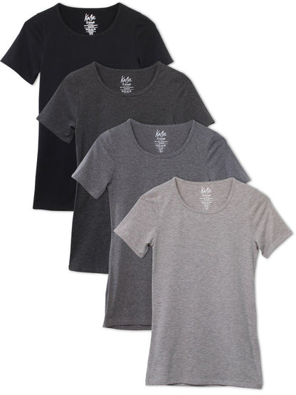 Kalon Clothing Women's 4-Pack Scoop Neck T-Shirt Base Layer