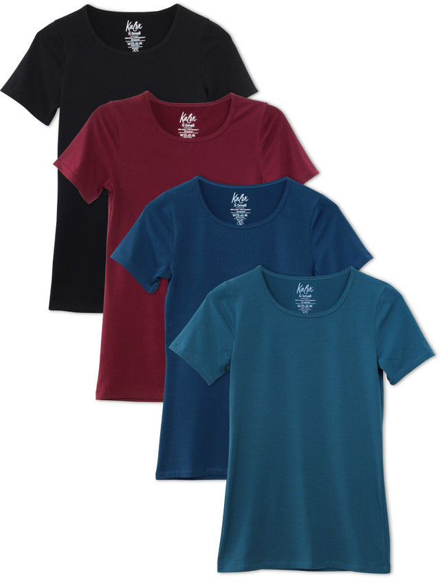 Kalon Clothing Women's 4-Pack Scoop Neck T-Shirt Base Layer