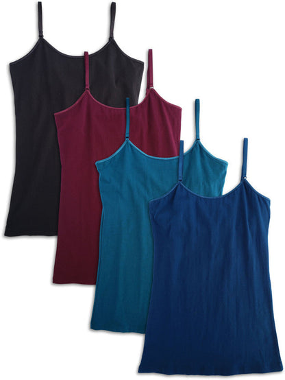 Kalon Clothing Women's 4-Pack Shelf Bra Camisole Cotton Spandex