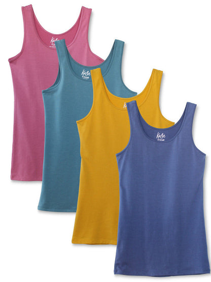 Kalon Clothing Women's 4-Pack Scoop Neck Tank Top Base Layer