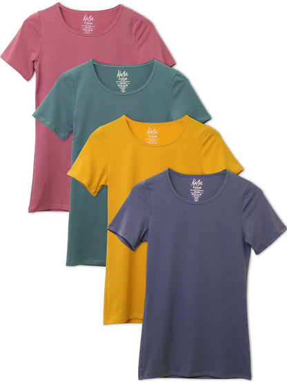 Kalon Clothing Women's 4-Pack Scoop Neck T-Shirt Base Layer