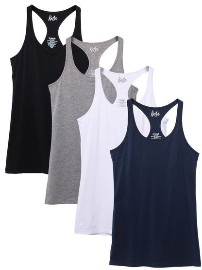 Kalon Clothing Women's 4-Pack Racerback Shelf Bra Camisole Base Layer