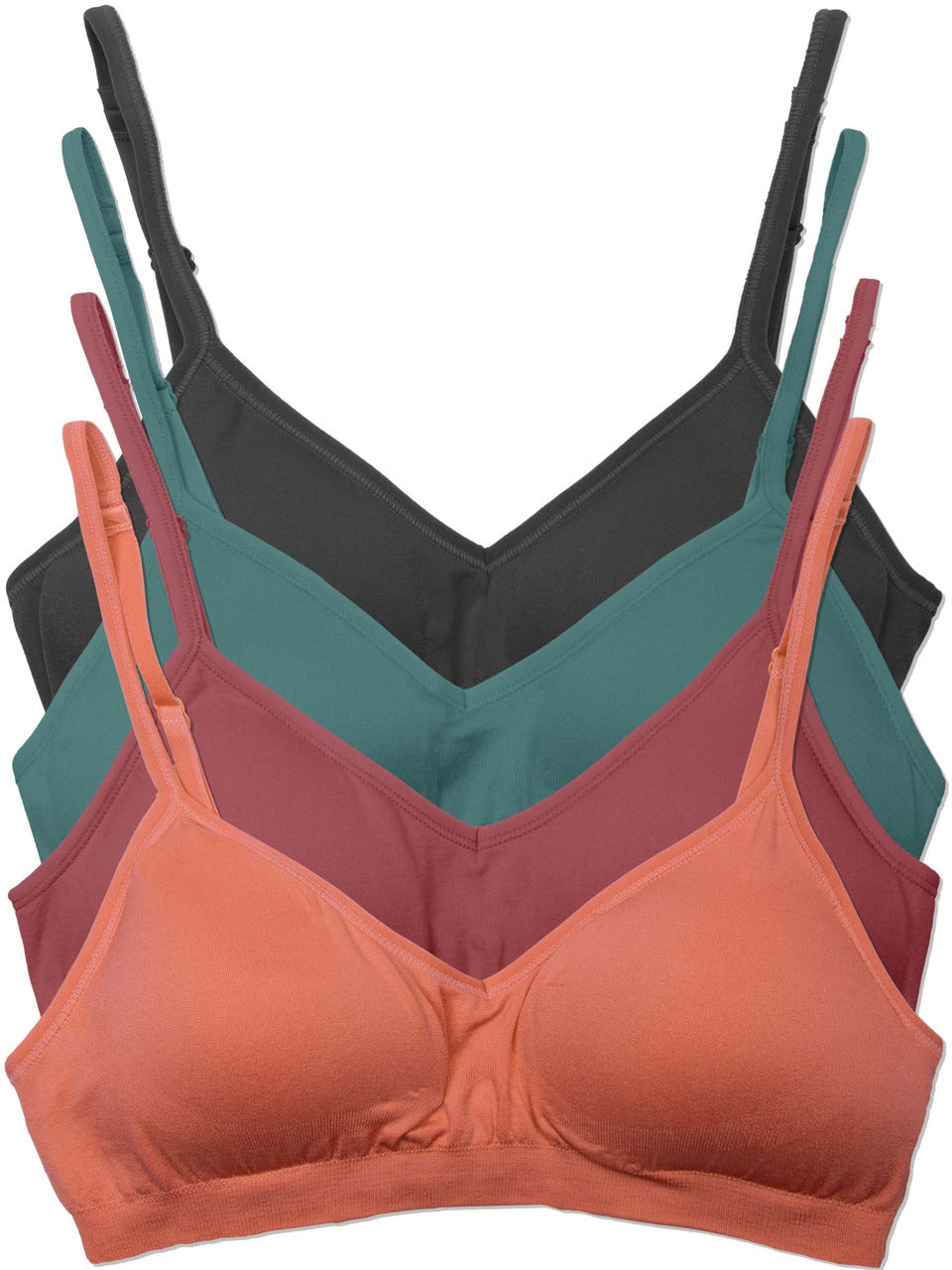 Kalon Clothing Women's 4 Pack Demi Padded Bralette Adjustable Straps 1