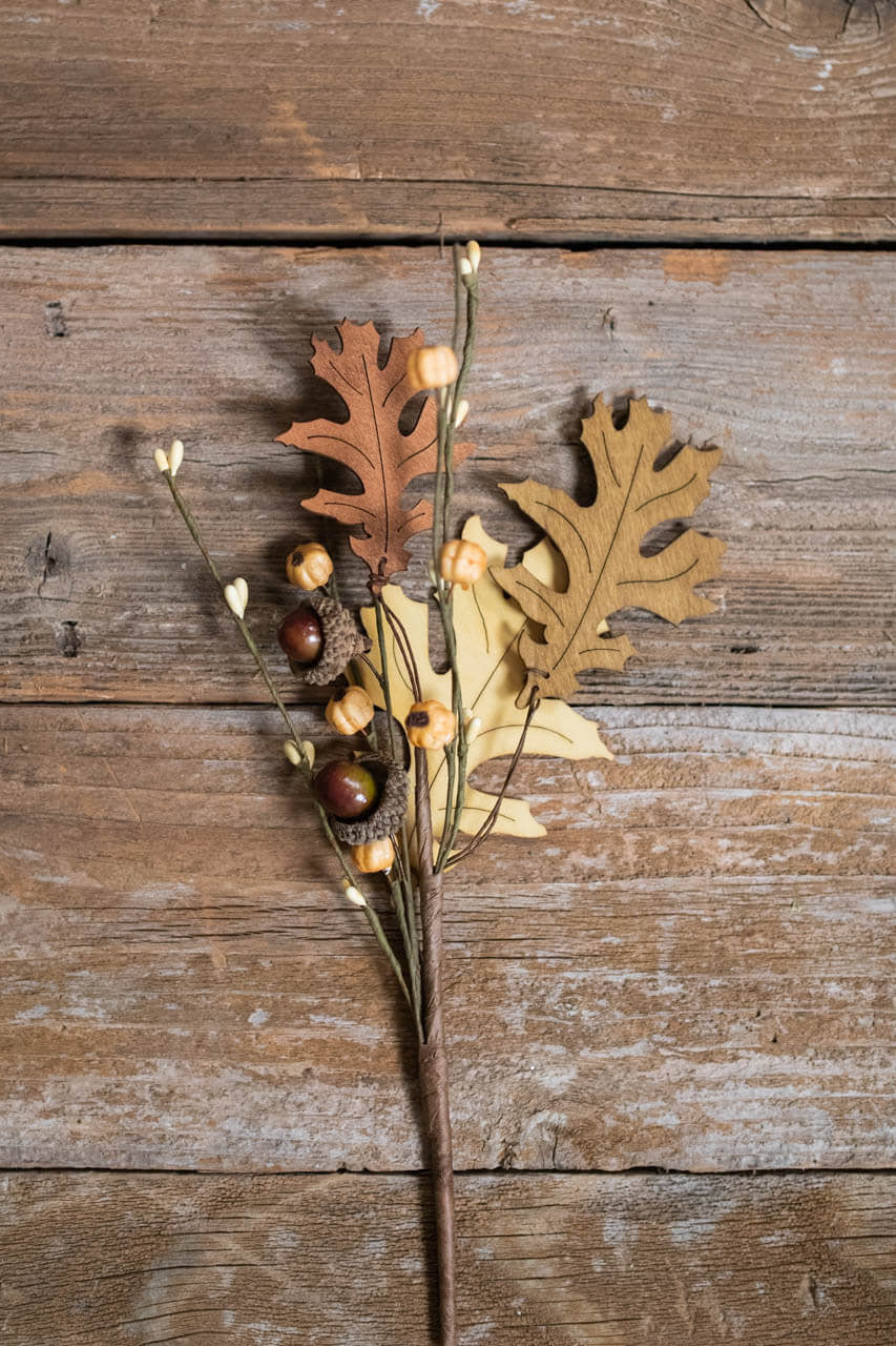 Decorator's Warehouse 12” Harvest Wood Leaf Pick with Berry