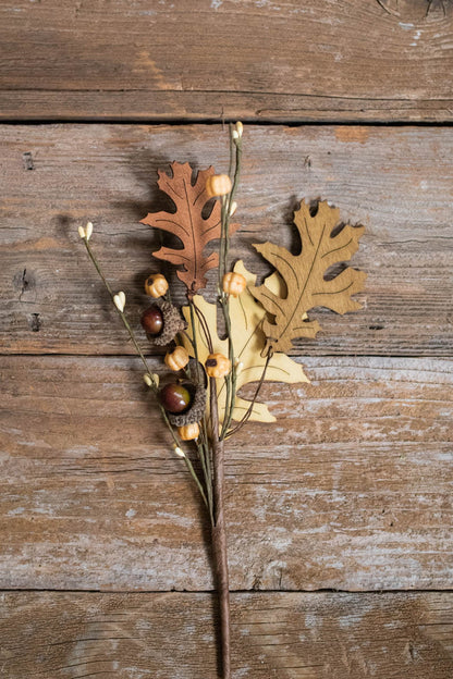 Decorator's Warehouse 12” Harvest Wood Leaf Pick with Berry