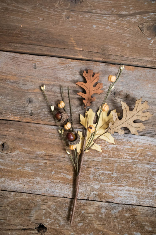 Decorator's Warehouse 12” Harvest Wood Leaf Pick with Berry
