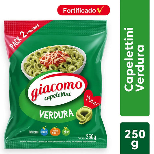 Pampa Direct Giacomo Capelettini Verduras Vegetables Delicious Classic Pasta, 250 g / 8.81 oz bag