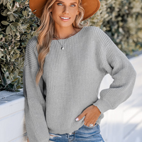 Cupshe Gray Chunky Knit Drop Sleeve Sweater (x2)