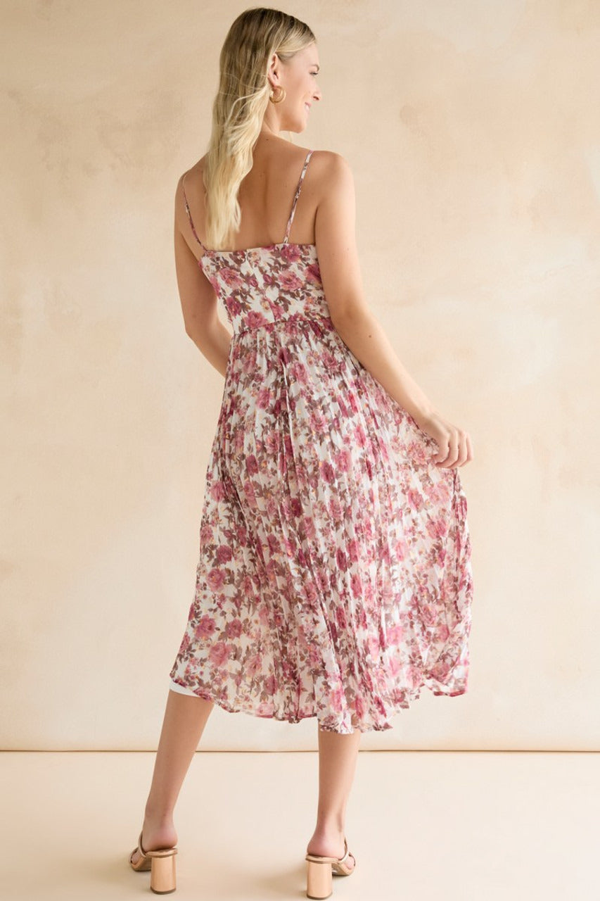 Francesca's Tisha Floral Pleated Midi Dress (x2)